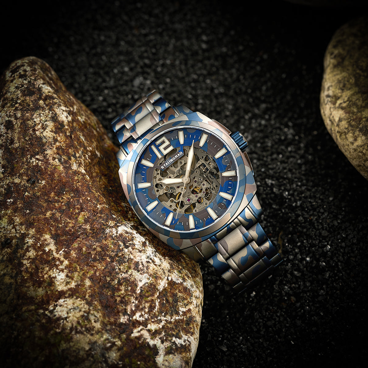 Courage. Skeleton Dial. Blue Camo Bracelet. SG-2803-44