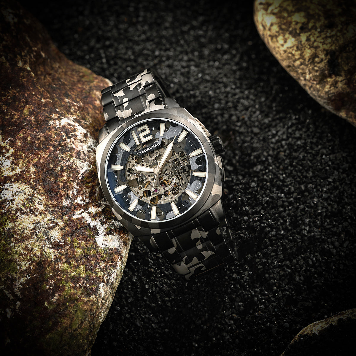 Courage. Skeleton Dial. Black Camo Bracelet. SG-2803-55