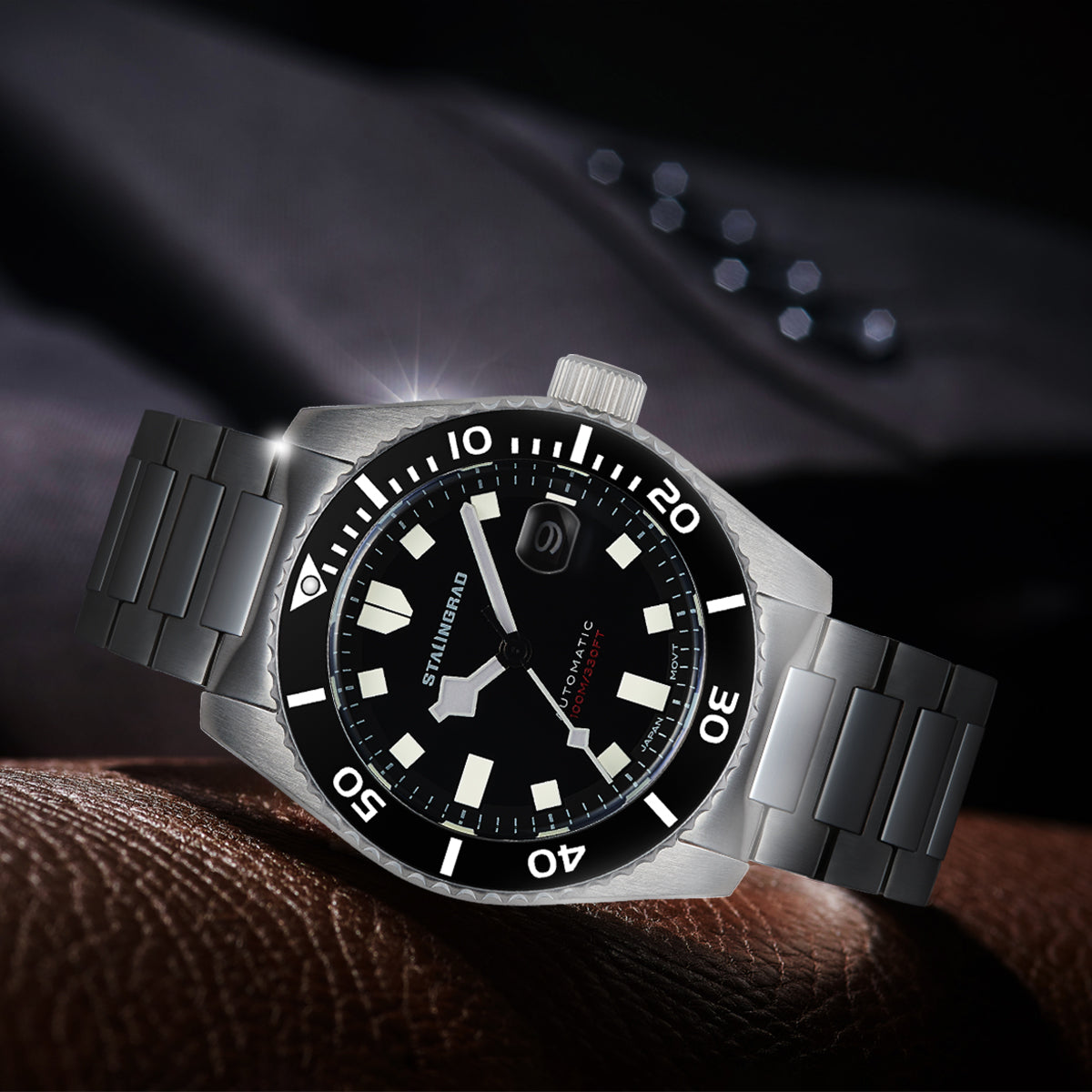 Volga Defender. Black Dial. 316L BRACELET. SG-0413-22