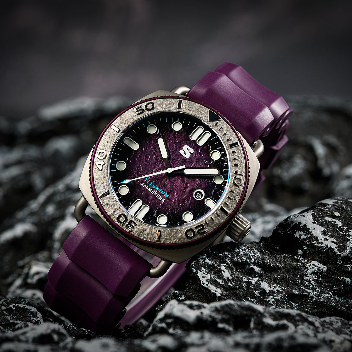 TITANIUM Defender. Purple Lunar Dial. Purple Silicon Strap. SG-24001-07