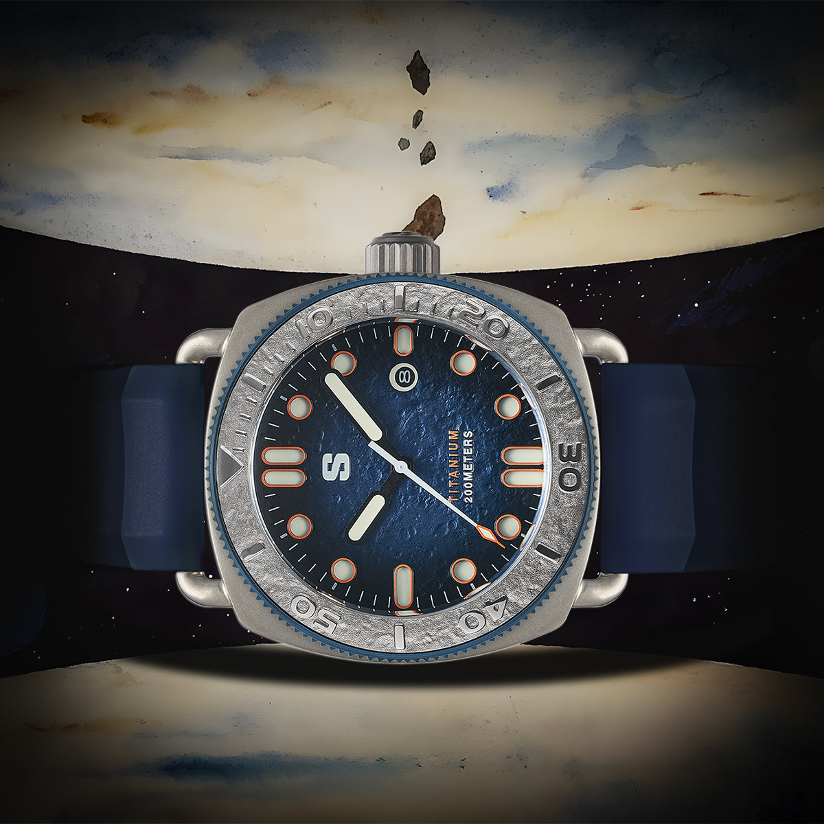 TITANIUM Defender. Dark Blue Lunar Dial. Dark Blue Silicon Strap. SG-24001-02