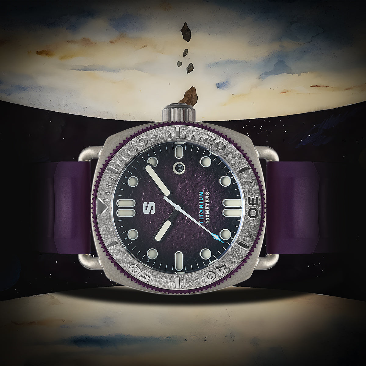 TITANIUM Defender. Purple Lunar Dial. Purple Silicon Strap. SG-24001-07