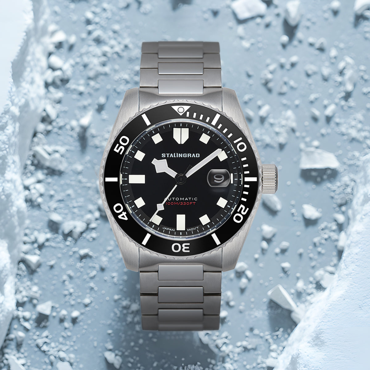 Volga Defender. Black Dial. 316L BRACELET. SG-0413-22