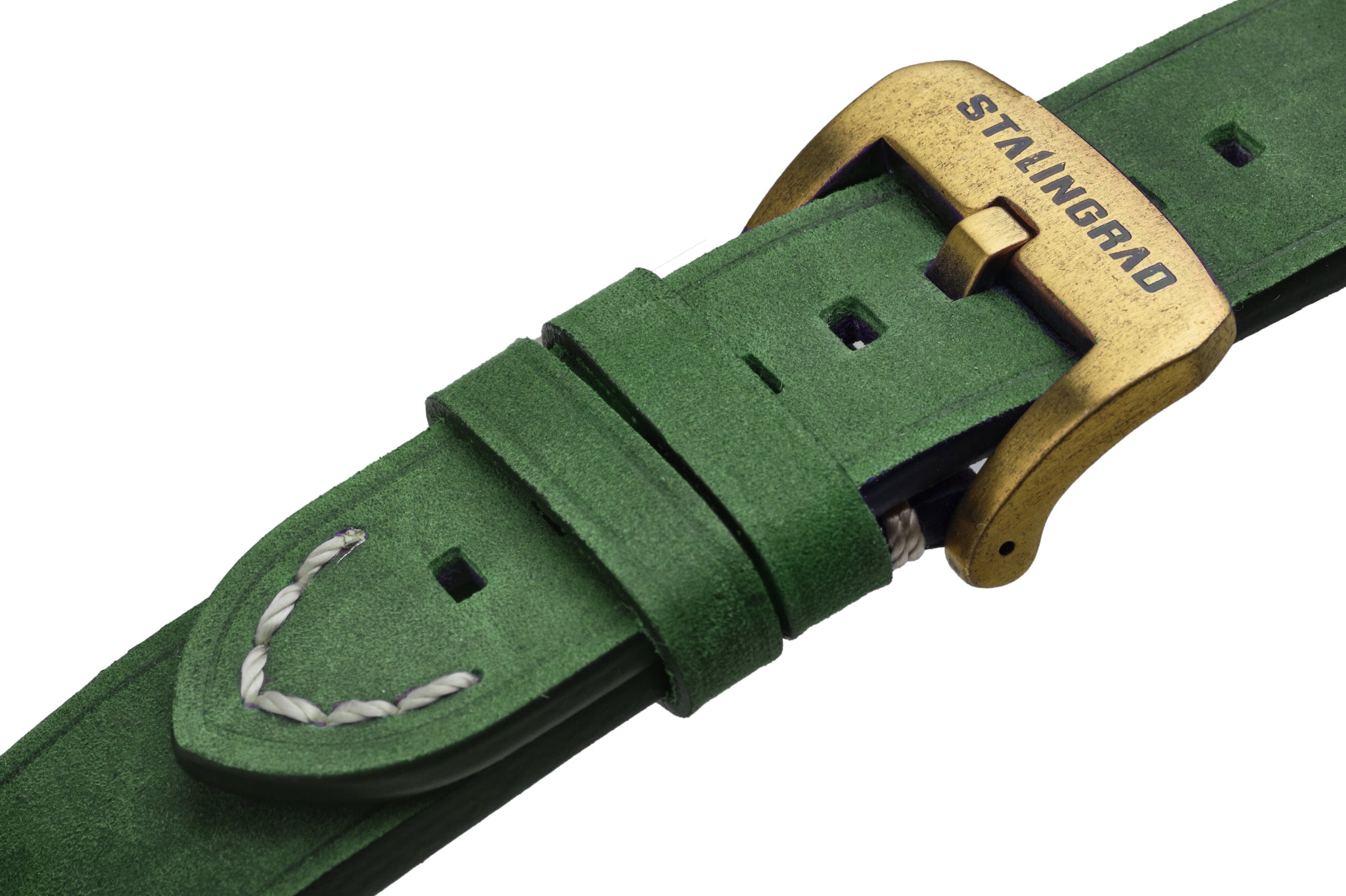 Bronze Watch Green Leather Strap