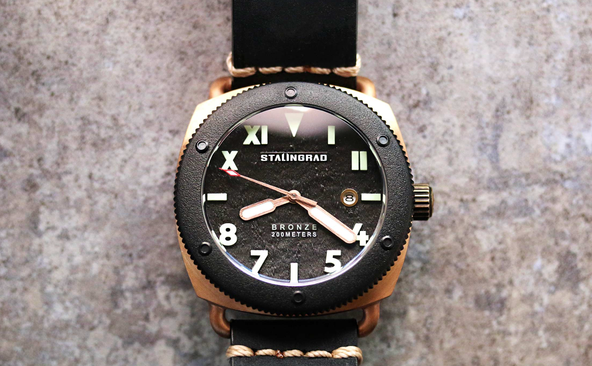 Mens Bronze Watch with black dial