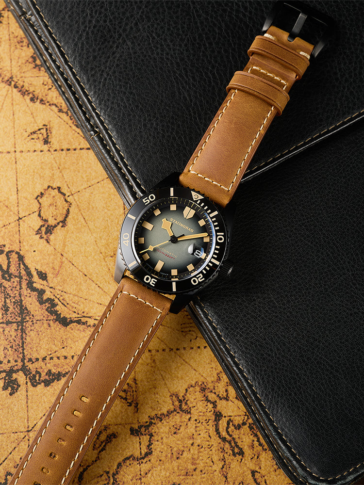 Volga Defender. Black Gradient Dial. Brown Leather Strap. SG-0413-07