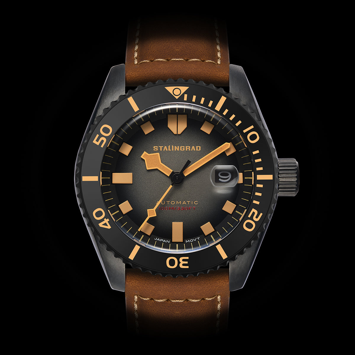 Volga Defender. Black Gradient Dial. Brown Leather Strap. SG-0413-07