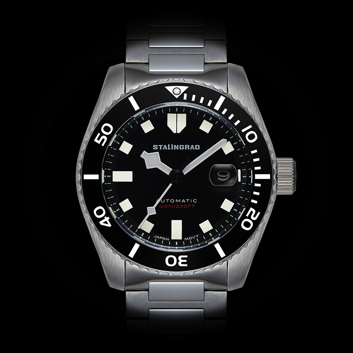 Volga Defender. Black Dial. 316L BRACELET. SG-0413-22