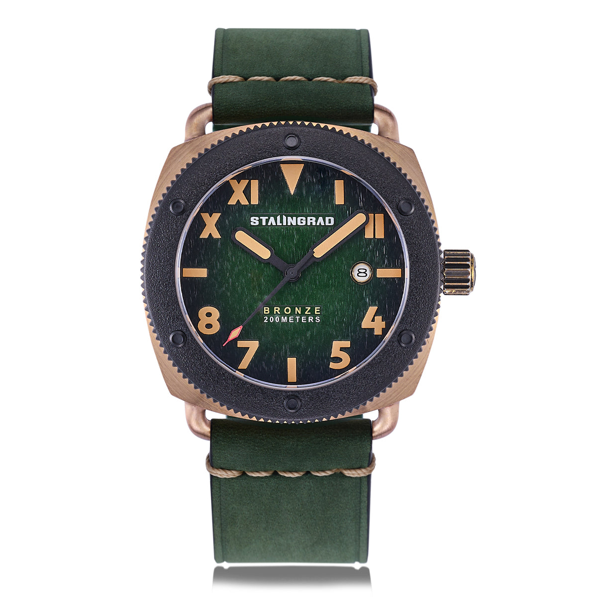 Bronze Defender 200M. Evergreen Dial. Evergreen Leather Strap. SG-0609-04