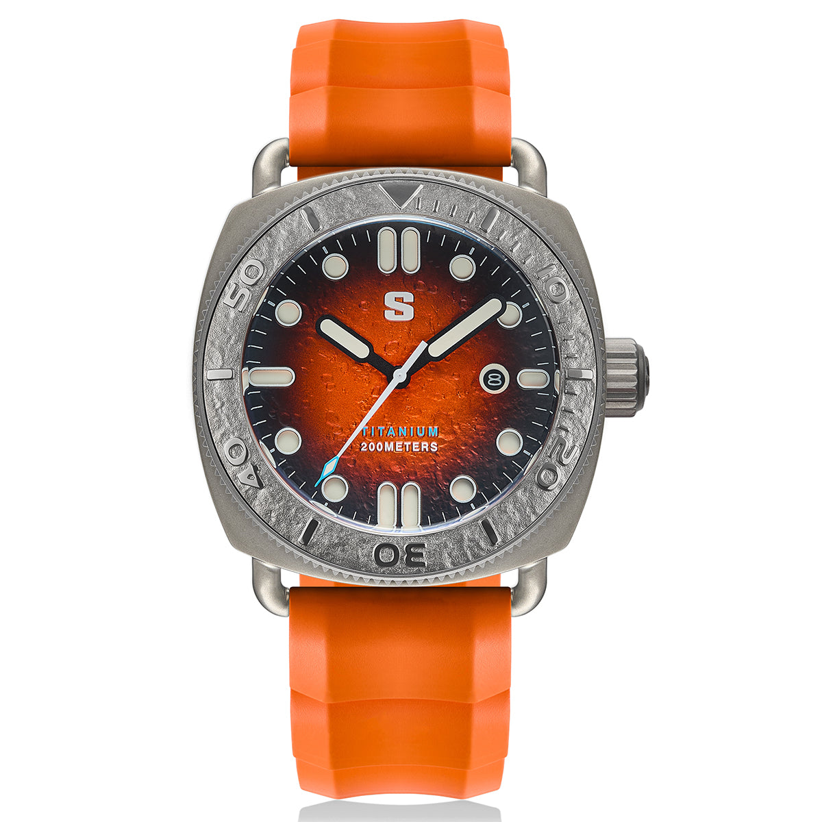 TITANIUM Defender. Orange Lunar Dial. Orange Silicon Strap. SG-24001-05