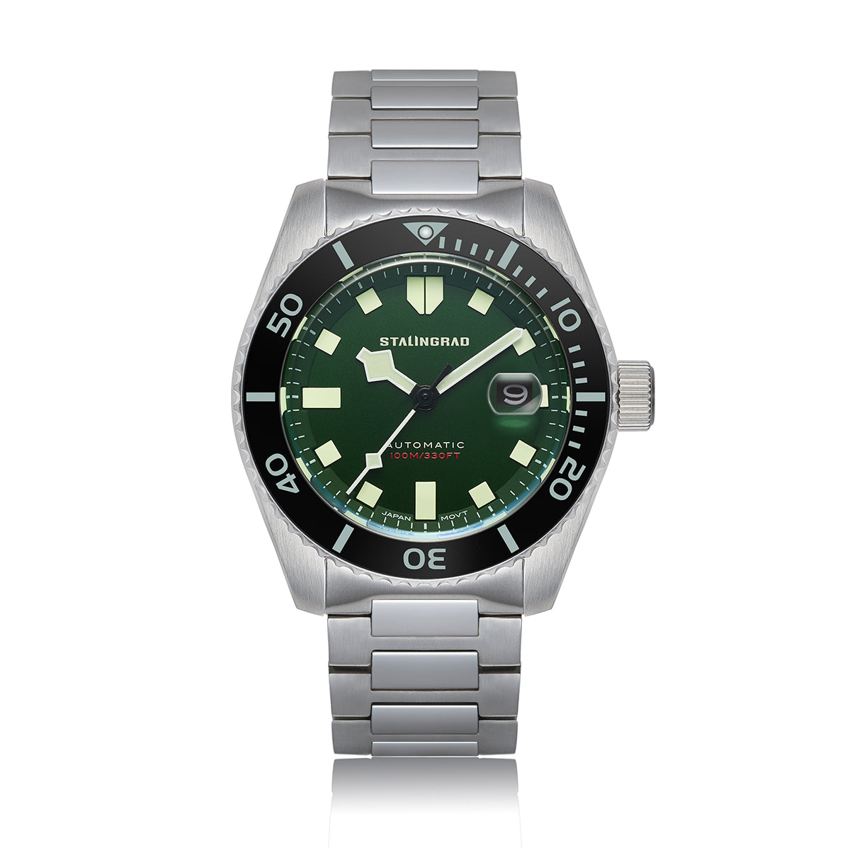 Volga Defender. Green Dial. 316L BRACELET. SG-0413-33