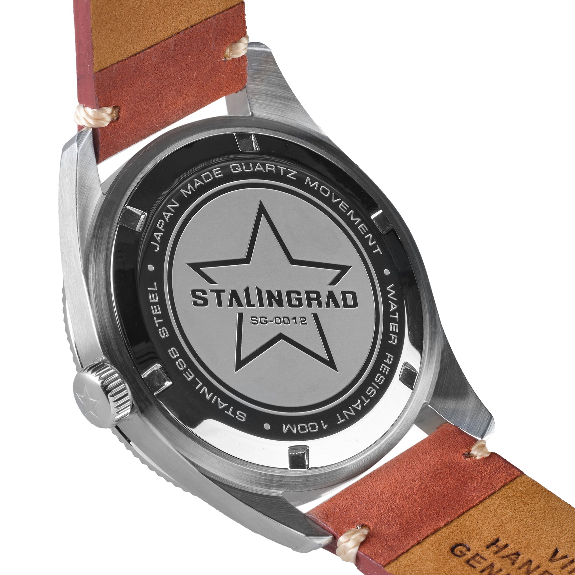Iron Will. black Dial. Red bezel. Red Leather Strap. SG-0012-03